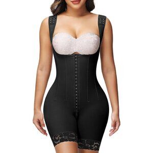 Women's 2 Stage Surgery Garment Full Body Shaper Shapewear Black Steel Bones
